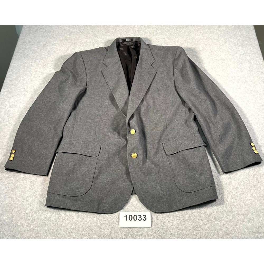 David Taylor Blazer Jacket Mens 46 Gray Lined Notch Lapel Single Breasted Formal